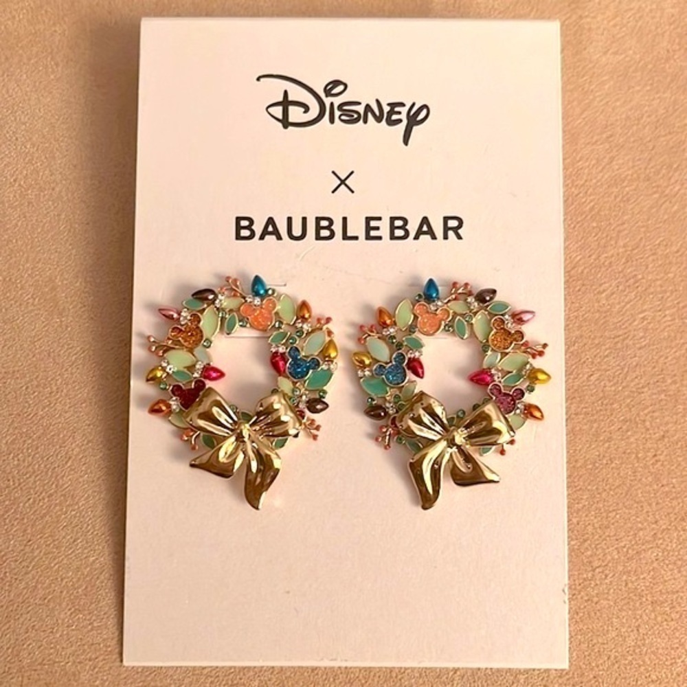 Brand New Disney x BaubleBar Mickey Mouse Christmas Wreath Bulbs Bows Colorful
